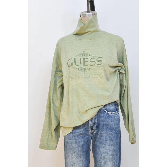 Vintage GUESS American Over sized Cotton Turtle Cowl Neck M-L - Picture 1 of 6